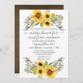 Rustige zonnebloem op Baby shower Waterverf Kaart