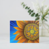 Rustige zonnebloem op blauw briefkaart (Staand voorkant)