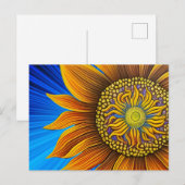 Rustige zonnebloem op blauw briefkaart (Voorkant / Achterkant)