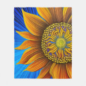 Rustige zonnebloem op blauw fleece deken (Voorkant)