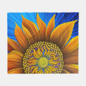 Rustige zonnebloem op blauw fleece deken (Voorkant (Horizontaal))