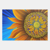 Rustige zonnebloem op blauw inpakpapier vel (Voorkant 2)