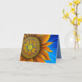 Rustige zonnebloem op blauw kaart (Gele Bloem)