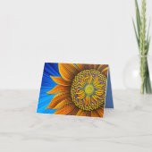 Rustige zonnebloem op blauw kaart (Voorkant)