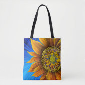 Rustige zonnebloem op blauw tote bag (Voorkant)
