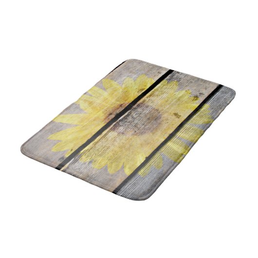 Rustige zonnebloem op hout badmat (Gekanteld)