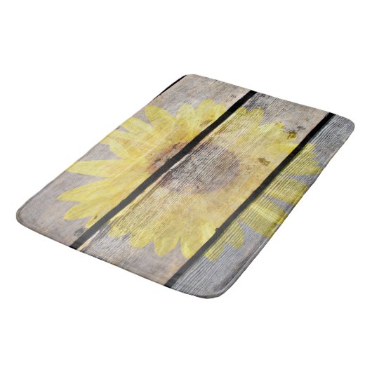 Rustige zonnebloem op hout badmat (Gekanteld)