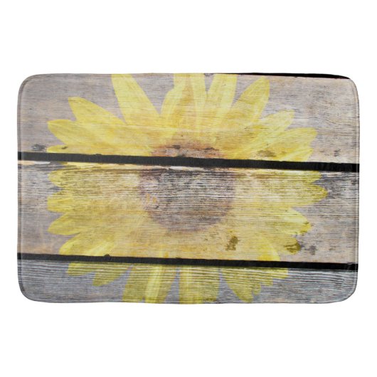 Rustige zonnebloem op hout badmat (Voorkant)