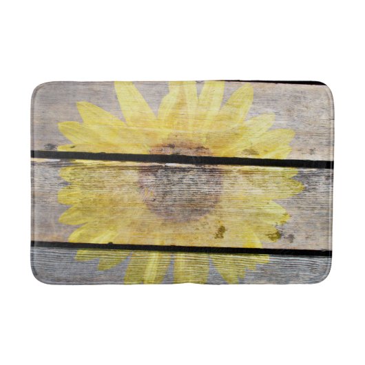 Rustige zonnebloem op hout badmat (Voorkant)