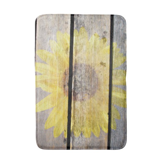 Rustige zonnebloem op hout badmat (Voorkant Verticaal)