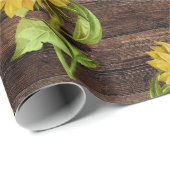 Rustige zonnebloem op hout cadeaupapier (Rol Hoek)