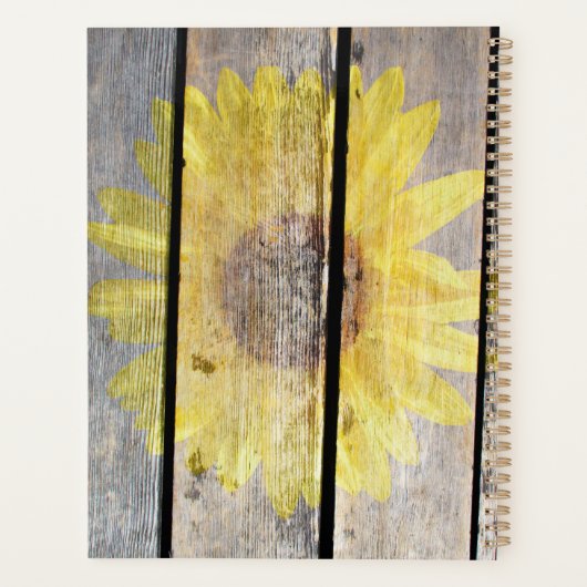 Rustige zonnebloem op hout planner (Achterkant)