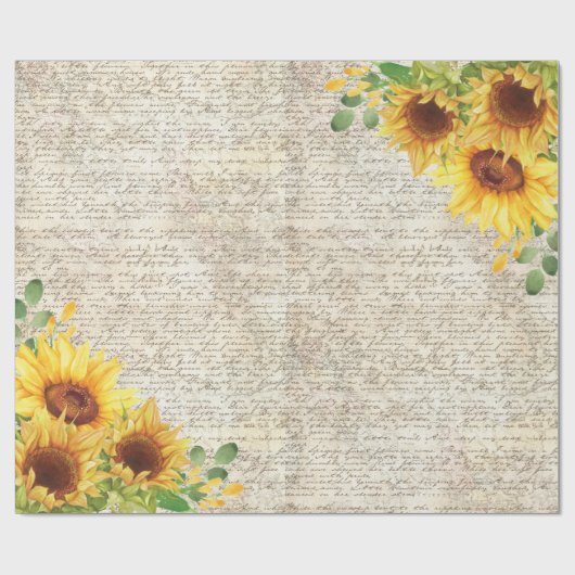 Rustige Zonnebloem Oude Decoupage Cadeaupapier (Vlak)