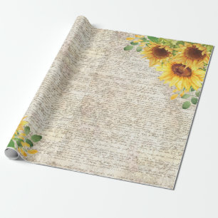 Rustige Zonnebloem Oude Decoupage Cadeaupapier