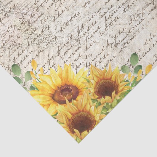 Rustige Zonnebloem Oude Decoupage Tissuepapier (Detail)