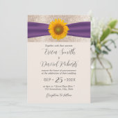 Rustige Zonnebloem Paars Ribbon Elegant Wedding Kaart (Staand voorkant)