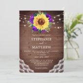 Rustige Zonnebloem Paars Roos Vall Weddenschap Kaart (Staand voorkant)