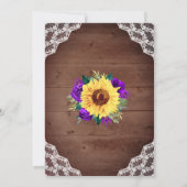 Rustige Zonnebloem Paars Roos Vall Weddenschap Kaart (Achterkant)