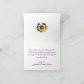 Rustige Zonnebloem Paarse Floral Wedding Bedankkaart (Binnen)