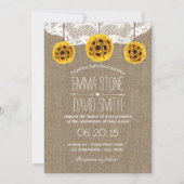 Rustige Zonnebloem Pomanders Lace & Burlap Wedding Kaart (Voorkant)