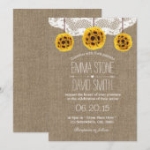 Rustige Zonnebloem Pomanders Lace & Burlap Wedding Kaart (Voorkant / Achterkant)