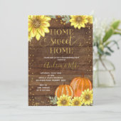 Rustige zonnebloem Pompoen Housewarming Party Kaart (Staand voorkant)