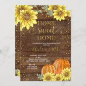 Rustige zonnebloem Pompoen Housewarming Party Kaart (Voorkant / Achterkant)