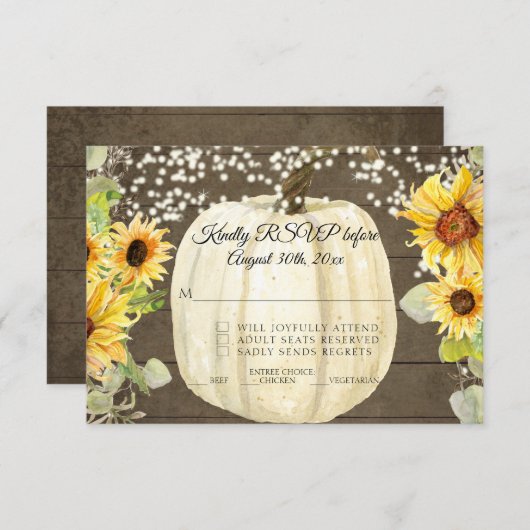 Rustige zonnebloem Pompoen Twinkle Light RSVP (Voorkant / Achterkant)