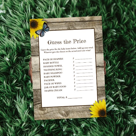 Rustige zonnebloem raadt het Baby shower van de pr Kaart