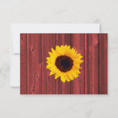 Rustige Zonnebloem Rode Barn Wood Weddenschap RSVP (Achterkant)