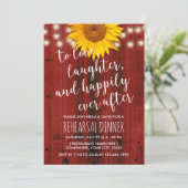 Rustige Zonnebloem Rood Barn Wedding Rehearsal Din Kaart (Staand voorkant)