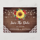 Rustige zonnebloem Rood Floral sparen de datum Aankondigingskaart (Voorkant)