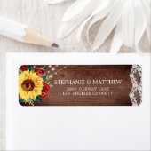 Rustige zonnebloem Rood hout Hout Licht Etiket (Insitu)