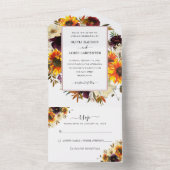 Rustige zonnebloem Roos Bourgogne Herfst Floral We All In One Uitnodiging (Binnen)