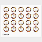 Rustige zonnebloem Roos Burgundy Herfst Wreath Wed Ronde Sticker (Vel)