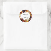 Rustige zonnebloem Roos Burgundy Herfst Wreath Wed Ronde Sticker (Tas)