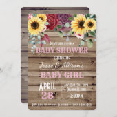 Rustige zonnebloem/Roos Floral Baby shower  Kaart (Voorkant / Achterkant)