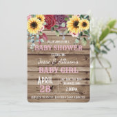 Rustige zonnebloem/Roos Floral Baby shower  Kaart (Staand voorkant)