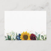 Rustige zonnebloem Roos - Ontvangst van bruiloft Informatiekaartje (Achterkant)