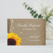 Rustige  Zonnebloem-RSVP-kaart RSVP Kaartje (Staand voorkant)