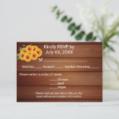 Rustige zonnebloem RSVP kaartje (Staand voorkant)