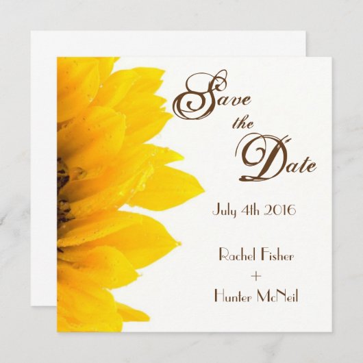 Rustige zonnebloem Sla de datum op Save The Date (Voorkant / Achterkant)