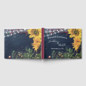 Rustige zonnebloem, slate en lichte landbruiloft gastenboek (Volledig)