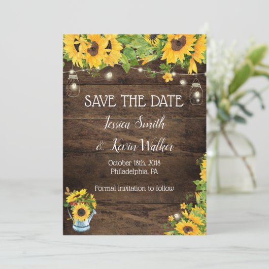 Rustige Zonnebloem Sparen de Kaarten van de Datum (Staand voorkant)