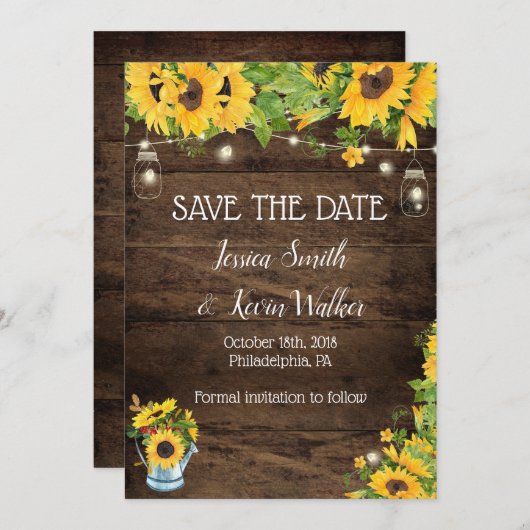 Rustige Zonnebloem Sparen de Kaarten van de Datum (Voorkant / Achterkant)