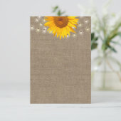 Rustige zonnebloem & String Lights Burlap Backgrou Kaart (Staand voorkant)
