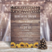 Rustige zonnebloem & String Lights Rehearsal Dinne Kaart