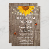 Rustige zonnebloem & String Lights Rehearsal Dinne Kaart (Voorkant / Achterkant)