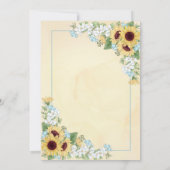 Rustige Zonnebloem Stusty Blue Yellow Floral Weddi Kaart (Achterkant)