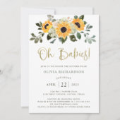 Rustige zonnebloem | Twins Baby shower Gold Script Kaart (Voorkant)